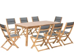 Hot Beliani Set da pranzo da giardino 8 posti CESANA Legno d'acacia Marrone chiaro Grigio Marrone