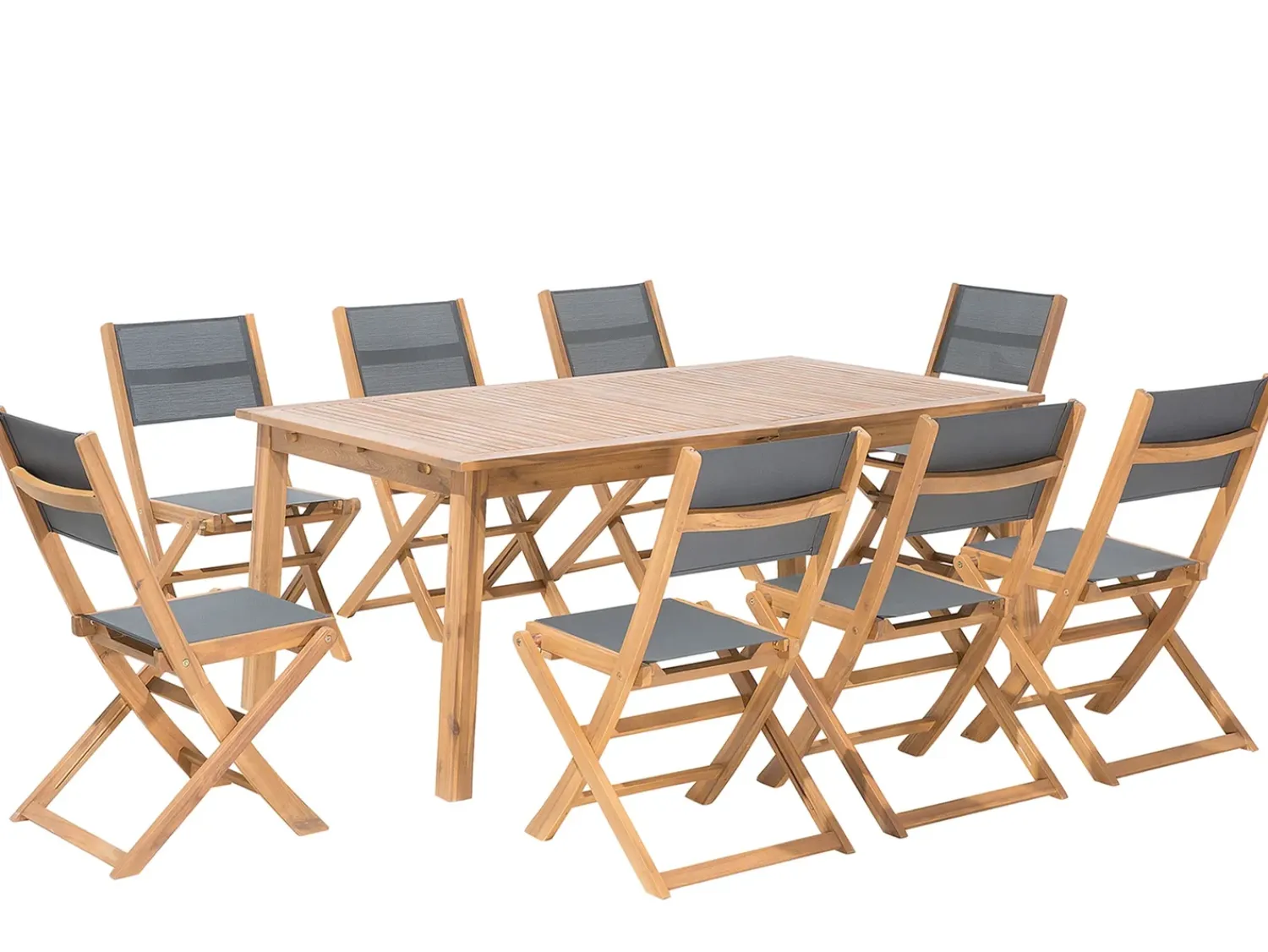 Hot Beliani Set da pranzo da giardino 8 posti CESANA Legno d'acacia Marrone chiaro Grigio Marrone