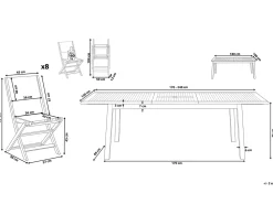 Hot Beliani Set da pranzo da giardino 8 posti CESANA Legno d'acacia Marrone chiaro Grigio Marrone