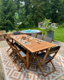 Hot Beliani Set da pranzo da giardino 8 posti CESANA Legno d'acacia Marrone chiaro Grigio Marrone