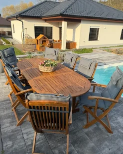 Beliani Set da pranzo da giardino 8 posti MAUI con cuscini Legno d'acacia Grigio Marrone Grigio