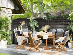 Beliani Set da pranzo da giardino 8 posti MAUI con cuscini Legno d'acacia Grigio Marrone Grigio