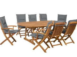 Beliani Set da pranzo da giardino 8 posti MAUI con cuscini Legno d'acacia Grigio Marrone Grigio