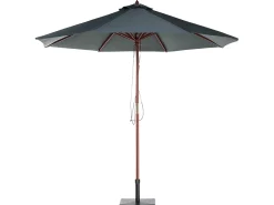 Clearance Beliani Set da pranzo da giardino 8 posti MAUI con Ombrellone Legno d'acacia Bianco sporco Bianco Marrone Grigio