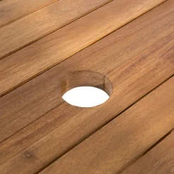 Clearance Beliani Set da pranzo da giardino 8 posti MAUI con Ombrellone Legno d'acacia Bianco sporco Bianco Marrone Grigio