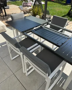 Online Beliani Set da pranzo da giardino 6 posti PANCOLE con cuscini Metallo Grigio Bianco Grigio