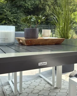 Beliani Set da pranzo da giardino 8 posti PANCOLE con cuscini Metallo Grigio Bianco Grigio