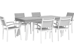 New Beliani Set da pranzo da giardino 6 posti PERETA Metallo Grigio Bianco Grigio