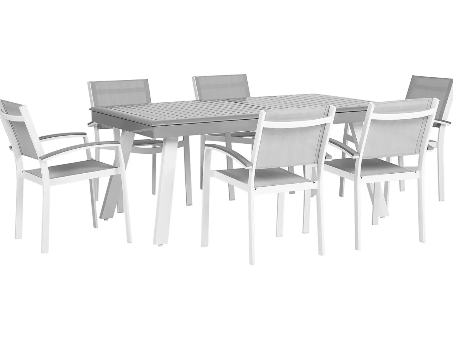New Beliani Set da pranzo da giardino 6 posti PERETA Metallo Grigio Bianco Grigio