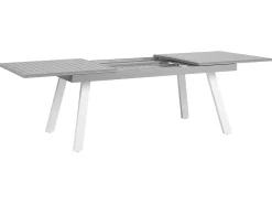 New Beliani Set da pranzo da giardino 6 posti PERETA Metallo Grigio Bianco Grigio