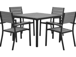 New Beliani Set da pranzo da giardino 4 posti PRATO Grigio Grigio Nero