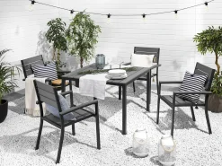 New Beliani Set da pranzo da giardino 4 posti PRATO Grigio Grigio Nero