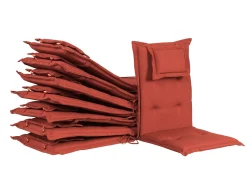 Discount Beliani Set da pranzo da giardino 8 posti MAUI con Ombrellone Legno d'acacia Rosso scuro Rosso Marrone
