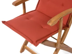 Discount Beliani Set da pranzo da giardino 8 posti MAUI con Ombrellone Legno d'acacia Rosso scuro Rosso Marrone