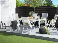 Online Beliani Set da pranzo da giardino 6 posti CATANIA Metallo Grigio Bianco Grigio