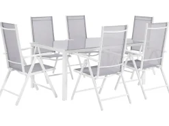 Online Beliani Set da pranzo da giardino 6 posti CATANIA Metallo Grigio Bianco Grigio