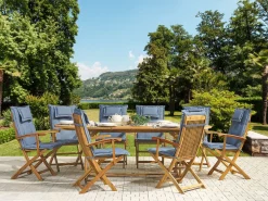 Sale Beliani Set da pranzo da giardino 8 posti MAUI con cuscini Legno d'acacia Blu Blu Marrone