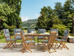 Hot Beliani Set da pranzo da giardino 8 posti MAUI con cuscini Legno d'acacia Grigio Grigio Marrone
