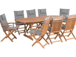 Hot Beliani Set da pranzo da giardino 8 posti MAUI con cuscini Legno d'acacia Grigio Grigio Marrone