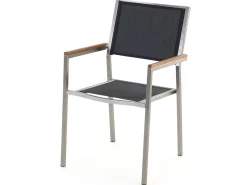 Online Beliani Set da pranzo da giardino 6 posti GROSSETO Legno d'eucalipto Marrone/Nero Marrone Argento Nero