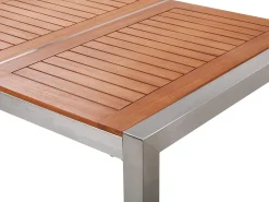 Online Beliani Set da pranzo da giardino 6 posti GROSSETO Legno d'eucalipto Marrone/Nero Marrone Argento Nero