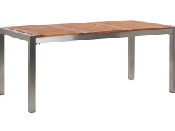 Best Beliani Set da pranzo da giardino 6 posti GROSSETO Legno d'eucalipto Marrone/Nero Marrone Argento Nero