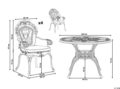 Sale Beliani Set da pranzo da giardino 4 posti SAPRI con cuscini Metallo Marrone scuro Verde Marrone