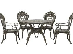 Sale Beliani Set da pranzo da giardino 4 posti SAPRI con cuscini Metallo Marrone scuro Verde Marrone