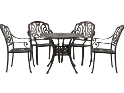 Outlet Beliani Set da pranzo da giardino 4 posti ANCONA con cuscini Metallo Marrone scuro Beige Marrone