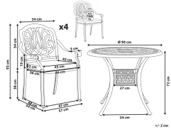 Outlet Beliani Set da pranzo da giardino 4 posti ANCONA con cuscini Metallo Marrone scuro Beige Marrone