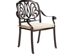 Outlet Beliani Set da pranzo da giardino 4 posti ANCONA con cuscini Metallo Marrone scuro Beige Marrone
