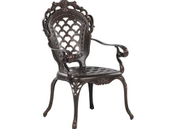 Best Beliani Set da pranzo da giardino 6 posti LIZZANO con cuscini Metallo Marrone scuro Arancione Marrone