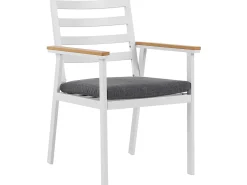 Outlet Beliani Set da pranzo da giardino 4 posti CAVOLI con cuscini Metallo Grigio Bianco Grigio Marrone