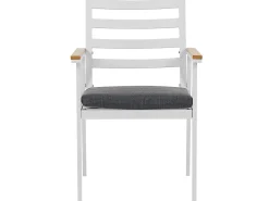 Outlet Beliani Set da pranzo da giardino 4 posti CAVOLI con cuscini Metallo Grigio Bianco Grigio Marrone