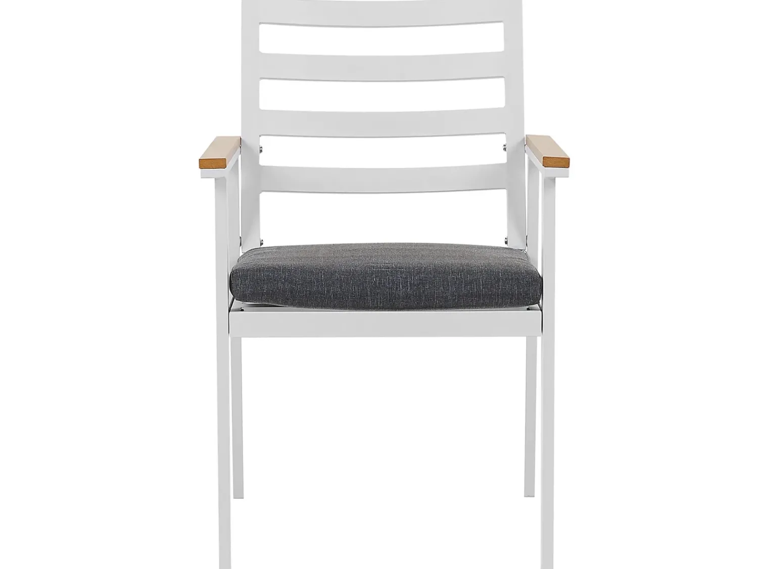 Outlet Beliani Set da pranzo da giardino 4 posti CAVOLI con cuscini Metallo Grigio Bianco Grigio Marrone