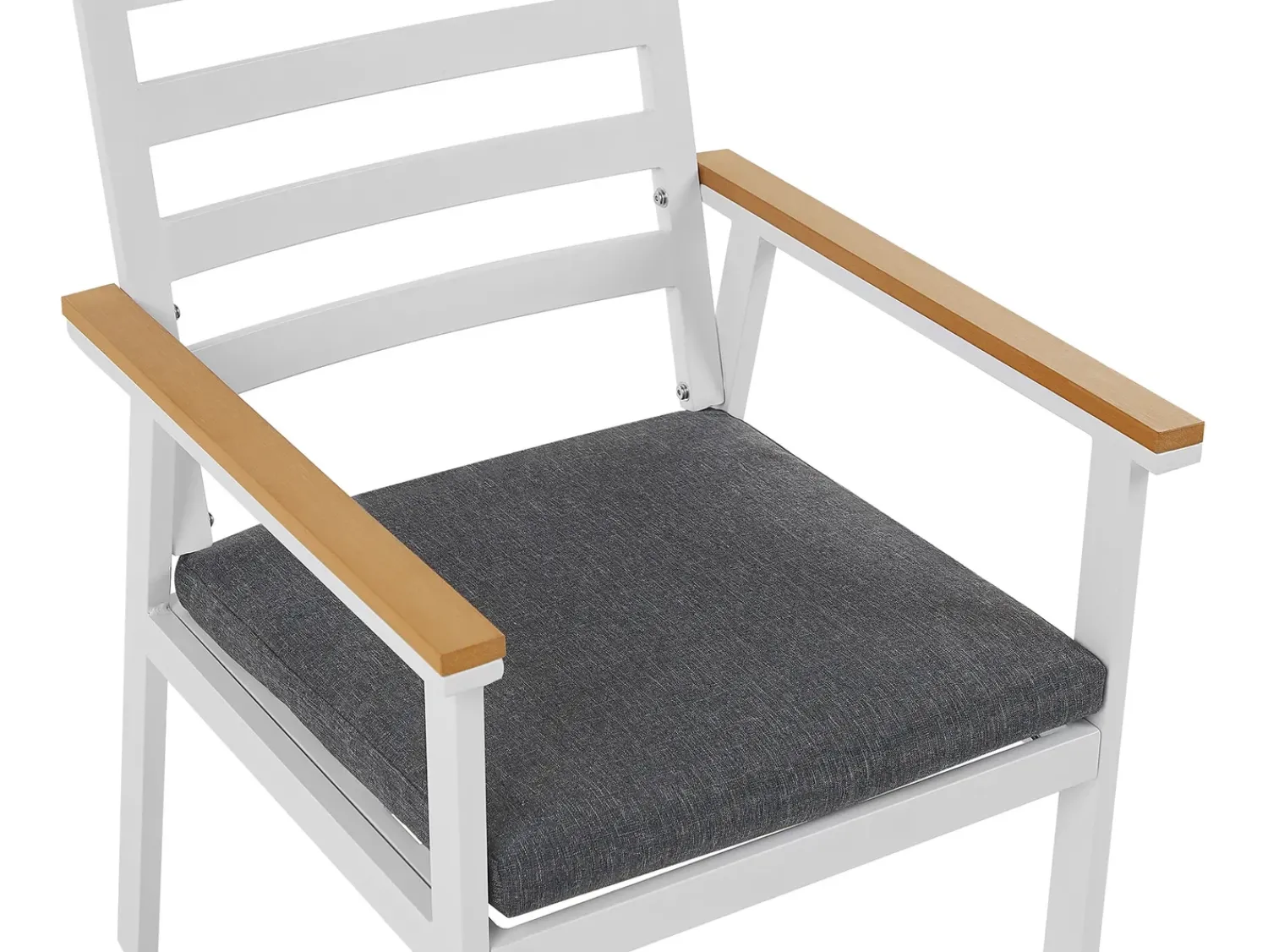 Outlet Beliani Set da pranzo da giardino 4 posti CAVOLI con cuscini Metallo Grigio Bianco Grigio Marrone