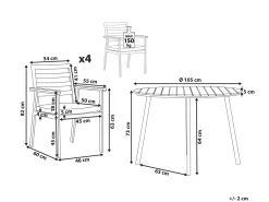 Outlet Beliani Set da pranzo da giardino 4 posti CAVOLI con cuscini Metallo Grigio Bianco Grigio Marrone