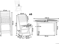 New Beliani Set da pranzo da giardino 6 posti TOLVE Legno d'acacia Marrone
