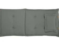 Clearance Beliani Set da pranzo da giardino 6 posti JAVA con cuscini Legno d'acacia Grigio grafite Grigio Marrone