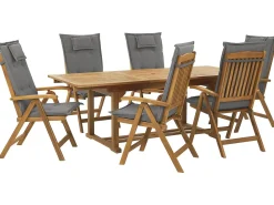 Clearance Beliani Set da pranzo da giardino 6 posti JAVA con cuscini Legno d'acacia Grigio grafite Grigio Marrone