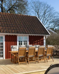 Best Beliani Set da pranzo da giardino 6 posti JAVA con cuscini Legno d'acacia Tortora Grigio Marrone