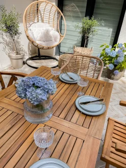 Best Beliani Set da pranzo da giardino 6 posti JAVA Legno d'acacia chiaro Marrone