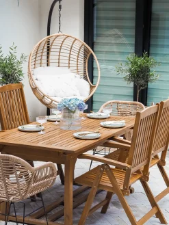 Best Beliani Set da pranzo da giardino 6 posti JAVA Legno d'acacia chiaro Marrone