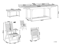 Best Beliani Set da pranzo da giardino 6 posti JAVA Legno d'acacia chiaro Marrone