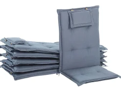 New Beliani Set da pranzo da giardino 6 posti JAVA con cuscini Legno d'acacia Blu Blu Marrone