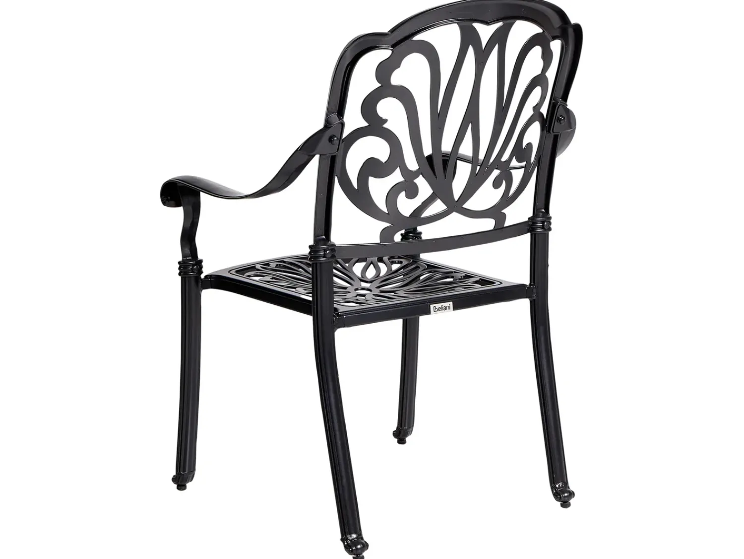 New Beliani Set da pranzo da giardino 4 posti ANCONA con cuscini Metallo Nero Beige Nero