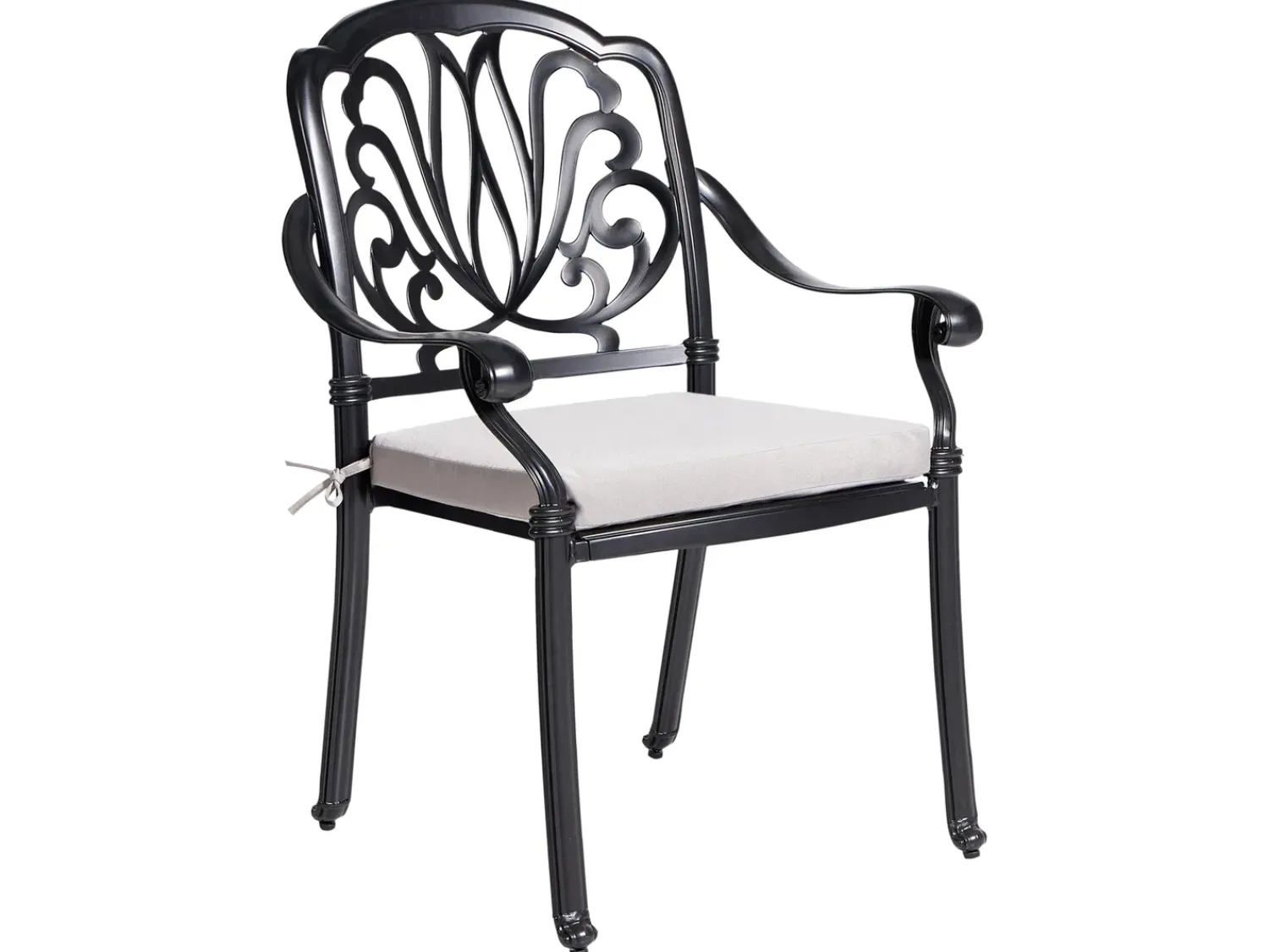 New Beliani Set da pranzo da giardino 4 posti ANCONA con cuscini Metallo Nero Beige Nero