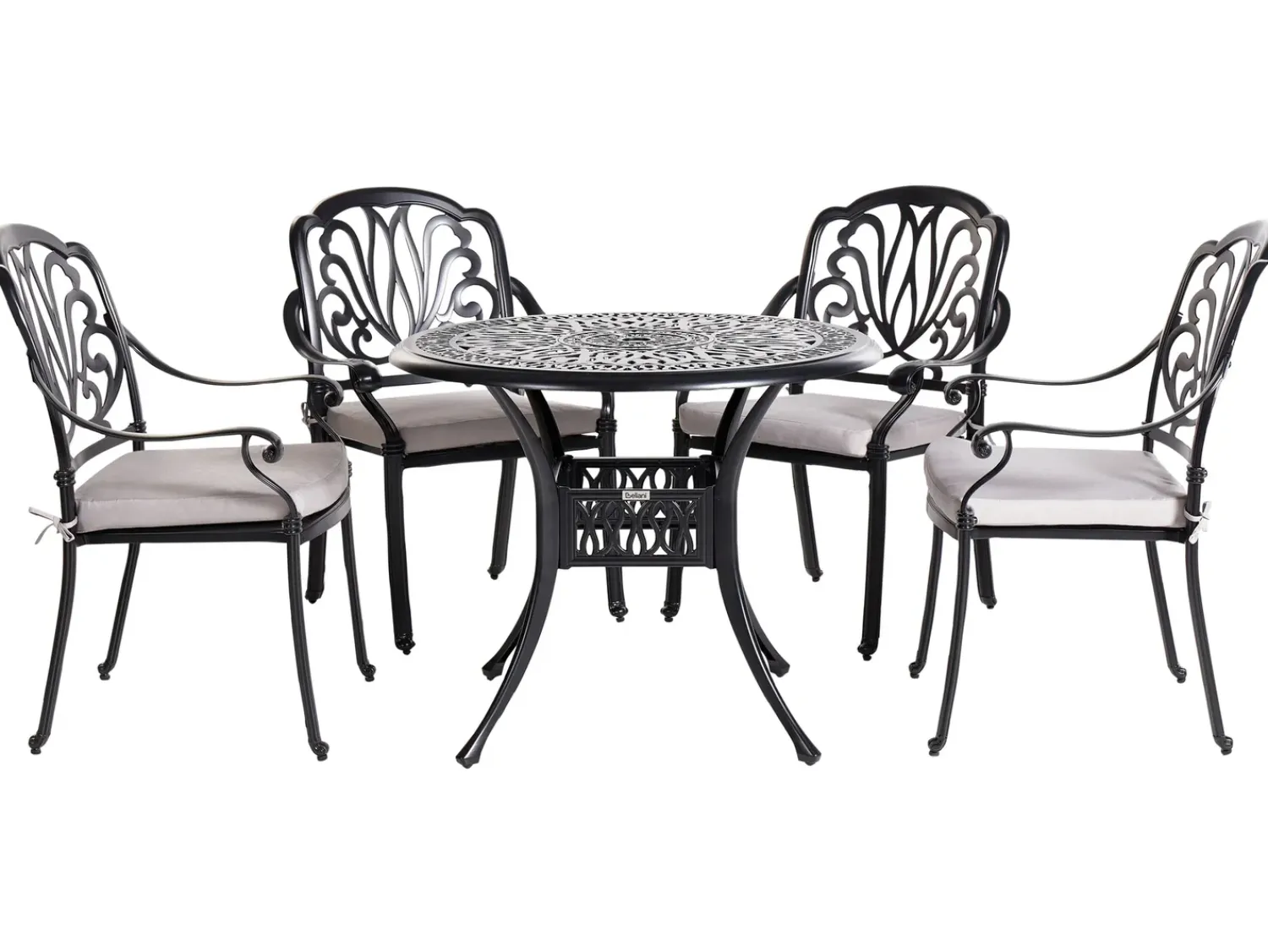New Beliani Set da pranzo da giardino 4 posti ANCONA con cuscini Metallo Nero Beige Nero