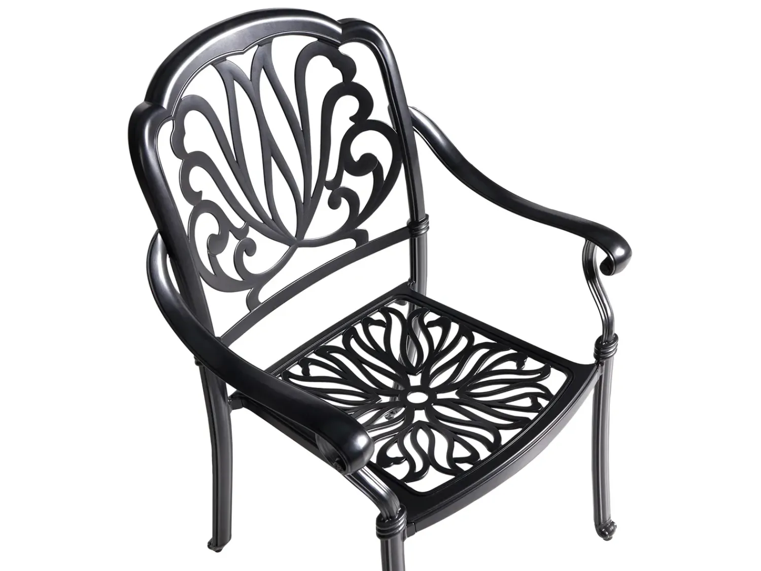 New Beliani Set da pranzo da giardino 4 posti ANCONA con cuscini Metallo Nero Beige Nero