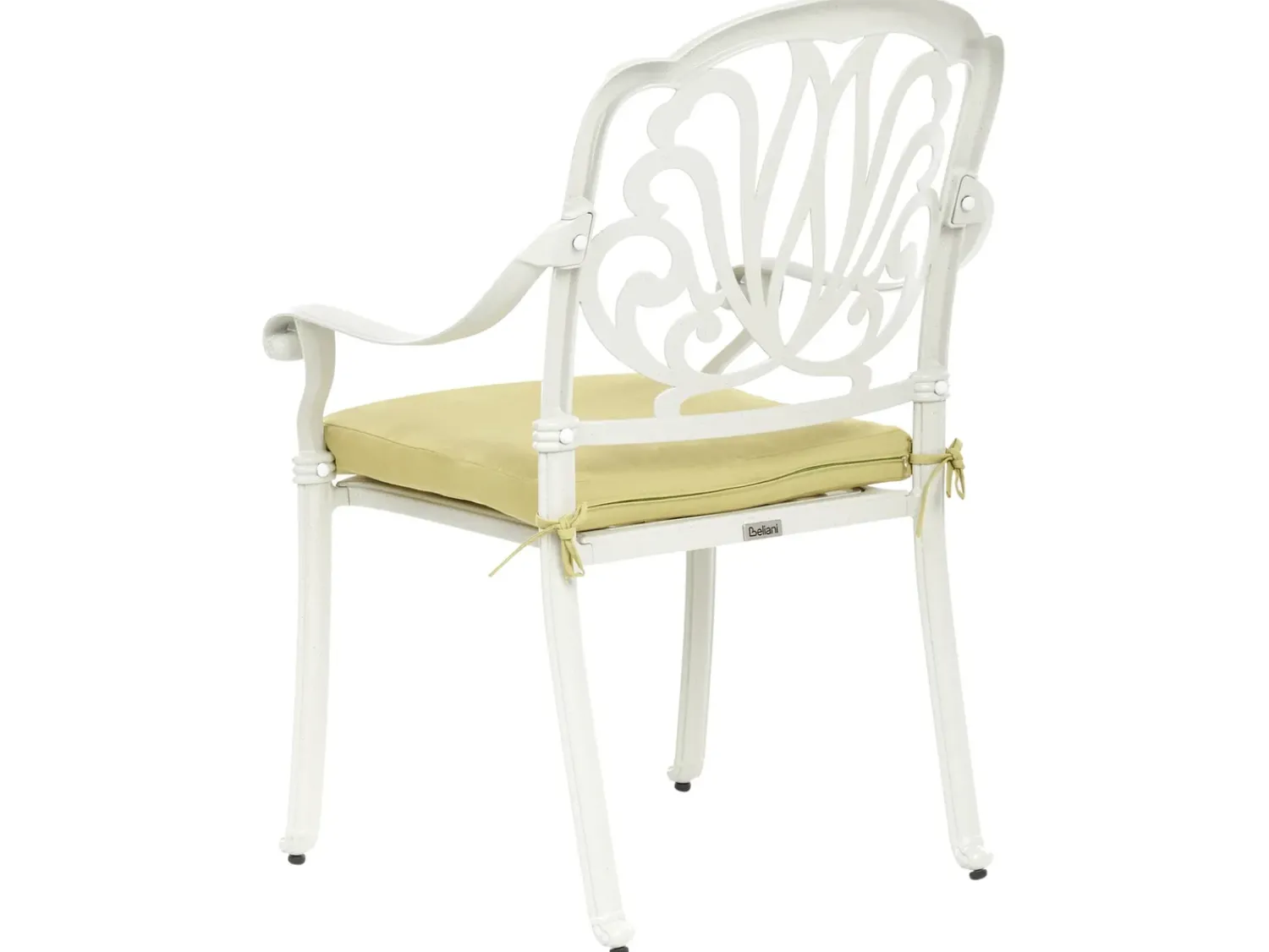 Outlet Beliani Set da pranzo da giardino 4 posti ANCONA con cuscini Metallo Bianco sporco Bianco Verde